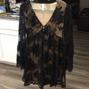 Lace black and cream dress